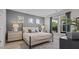 Cozy bedroom with neutral decor, a comfortable bed, and large windows at 1101 Shovelhead Dr # 51, Durham, NC 27703