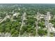 Expansive aerial view of a neighborhood with lush greenery and tree-lined streets creating a serene residential setting at 1920 Hart St, Durham, NC 27703