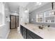 Bright bathroom featuring double sinks and a glass shower at 1920 Hart St, Durham, NC 27703