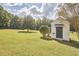 Charming outbuilding on expansive green lawn with mature trees and idyllic country charm at 3679 Oak Lawn Farm Rd, Oxford, NC 27565