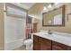 Bathroom features a shower-tub combination and a vanity with sink at 3728 Marwick Ct, Wendell, NC 27591