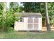 Outdoor storage shed with double doors offering convenient space for tools and lawn equipment at 5200 Fieldwood Ct, Raleigh, NC 27616