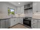 Bright kitchen boasts stainless appliances, shaker cabinets, and updated lighting fixtures at 620 Red Carriage Ave, Durham, NC 27704