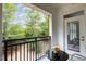 Cozy balcony with black metal railings and views of lush green trees, perfect for enjoying the outdoors at 7250 Nc 751 Highway, #1205, Durham, NC 27707