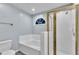 En-suite bathroom features walk-in shower and soaking tub at 8 Great Oak Ct, Durham, NC 27713