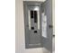 Open electrical panel with several switches and fuses labeled at 1002 Willow Drive # 63, Chapel Hill, NC 27514