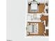 Top-down view of the second floor bedrooms and bathroom with hardwood floors at 1002 Willow Drive # 63, Chapel Hill, NC 27514