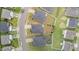 Aerial view of neighborhood with well-maintained homes, lawns, and organized street layouts at 119 Yadkin St, Clayton, NC 27520