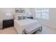 Well-lit bedroom features neutral walls, modern furniture, and a window with a view to the neighborhood at 1359 Chowan Ave, Durham, NC 27713