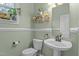 Cozy powder room featuring elegant fixtures and decorative wall accents at 136 Garden Retreat Dr, Garner, NC 27529