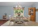 Charming dining area with a wooden table set, decorative accents, and a view of the backyard at 136 Garden Retreat Dr, Garner, NC 27529