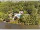 Beautiful aerial view of the community pool, lush trees, playground, and lake at 2 Lake Village Dr, Durham, NC 27713