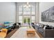 Spacious living area featuring large windows, hardwood floors, and comfortable furniture at 200 S Dawson St # 114, Raleigh, NC 27601