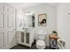 Charming powder room featuring floating vessel sink at 200 S Dawson St # 114, Raleigh, NC 27601