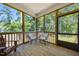 Relaxing screened porch with wooden floors and comfortable seating, perfect for enjoying the outdoors at 2321 Blue Crab Ct, Wake Forest, NC 27587