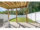 Covered patio overlooking fenced backyard and grassy area at 248 Amber Acorn Ave, Raleigh, NC 27603