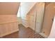 Cozy bathroom with a glass-door shower and patterned wallpaper at 2708 Coleberry Trl, Rocky Mount, NC 27804