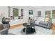 Inviting living room featuring a comfortable sofa, bay window, and decorative accents at 301 Lord Berkley Rd, Raleigh, NC 27610