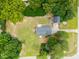 Birds eye view showing the property's layout, landscaping, and surrounding greenery at 3901 Phlox Rd, Raleigh, NC 27616