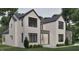 Newly constructed two-story home with modern black windows, a gray roof, and a well-manicured lawn at 429 Shinleaf Pond Trl, Raleigh, NC 27614