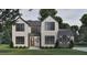 Striking two-story home boasts a brick facade, modern black-trimmed windows, and a welcoming entrance at 429 Shinleaf Pond Trl, Raleigh, NC 27614
