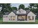 Rear exterior view highlighting large windows, a covered patio, and seamless indoor-outdoor living at 429 Shinleaf Pond Trl, Raleigh, NC 27614