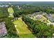 Overhead shot featuring a neighborhood adjacent to a golf course, featuring manicured greens and water feature at 45 Glen Bend Ct, Spring Lake, NC 28390