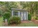 Charming garden shed with classic design, complete with shutters and brick accents at 457 Poplar Forest Ln, Pittsboro, NC 27312