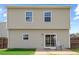 The back of this home features neutral siding, a small patio, and a sliding glass door at 504 Gumview Cir, Fuquay Varina, NC 27526