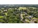 Aerial view of homes and neighborhood roads surrounded by a large forest at 603 Everglades Dr, Mebane, NC 27302
