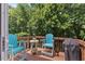 Private outdoor deck perfect for entertaining or relaxing, surrounded by lush greenery at 7856 Spungold St, Raleigh, NC 27617