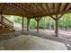 Under-deck patio area with stone features and lush greenery, providing a relaxing outdoor space at 7916 Foxwood Dr, Raleigh, NC 27615