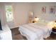 Bright bedroom features a full-length mirror, two framed art pieces, and natural light at 80 Stoneridge Rd, Durham, NC 27705