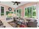 Bright sun room with vaulted ceilings and multiple windows offers beautiful views of the backyard at 132 Lord Ashley Rd, Raleigh, NC 27610