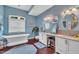 Luxurious bathroom with a soaking tub, dual sink vanity, and stylish finishes at 152 Abundant Ave, Angier, NC 27501
