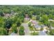 Aerial view of the home's location in the neighborhood among mature trees and greenery at 213 Brompton Ct, Burlington, NC 27215