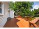 Spacious wooden deck with bench seating perfect for outdoor entertaining, surrounded by lush greenery at 4067 Williams Mill Rd, Burlington, NC 27215