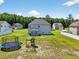 Large backyard featuring a swing set and trampoline, great for Gathering fun and outdoor activities at 414 Fallingbrook Dr, Kenly, NC 27542