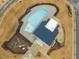 Overhead view of a community pool, playground, and parking at 503 Hipwood Dr, Zebulon, NC 27597