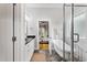 Open bathroom shot features a clawfoot tub, stand-up shower, and vanity at 532 Joe Collins Rd, Lillington, NC 27546
