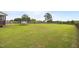 Large grassy backyard with trampoline and play set is fully fenced in for privacy at 81 Dot Ct, Fuquay Varina, NC 27526