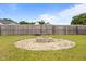 The backyard is fully fenced with a stone fire pit perfect for outdoor relaxation at 81 Dot Ct, Fuquay Varina, NC 27526