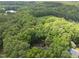 Aerial view showcases vast, lush greenery, mature trees, and the home's secluded location at 821 Ascot Ln, Raleigh, NC 27615