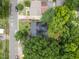 Aerial view of the property showing the roof and surrounding landscaping at 110 Starlite Dr, Carrboro, NC 27510
