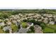 Wide aerial view of a well-maintained neighborhood with tree-lined streets, and many single Gathering homes at 119 Tadworth Ct, Mebane, NC 27302