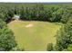 Aerial view of a pool in the middle of a large green space surrounded by trees at 3007 Appling Way, Durham, NC 27703