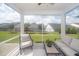 Relaxing screened porch with comfortable seating, offering a serene view of the backyard and neighborhood at 512 Courtship Cv, Durham, NC 27703