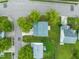 Aerial view of a charming home with a well-maintained yard and mature trees, offering great curb appeal at 518 Clearfield Dr, Durham, NC 27703