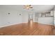 Spacious living room featuring hardwood floors and neutral walls, perfect for relaxation and entertaining at 518 Clearfield Dr, Durham, NC 27703
