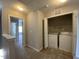 Upstairs laundry closet with washer and dryer, in a closet at 545 Writers Way, Morrisville, NC 27560